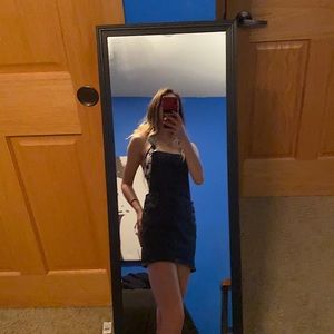 Navy Blue Denim Overall Skirt